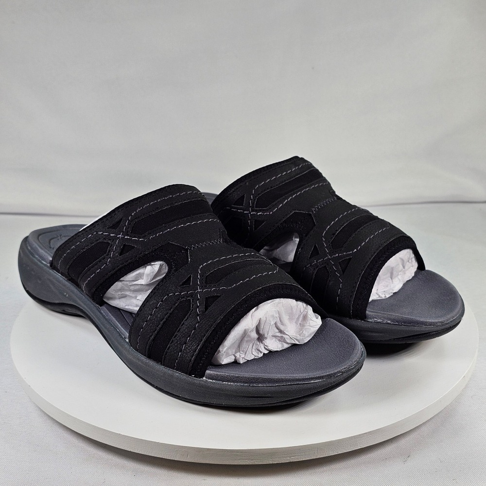 Easy Spirit Explore24 Valyse 3 Black Slide Sandals Womens 9.5 M SEEVALYSE3 new